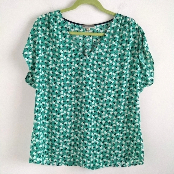 PLEIONE Green and White Floral Pattern Blouse M - Picture 1 of 11